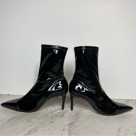 Schutz Pointy Toe Black Patent Heeled Bootie 6 1/2 B - Picture 8 of 16